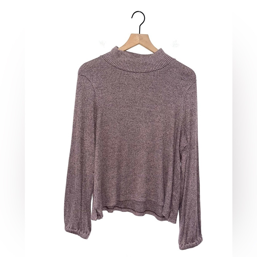 Women's Mauve Ribbed Mock Neck Sweater Top